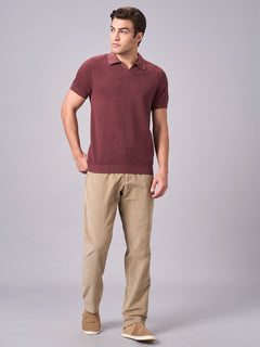Men's 100% Cotton Regular Fit Tshirt Dark Brown