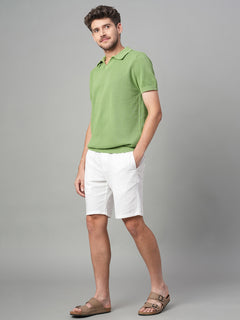 Men's 100% Cotton Solid Polo T Shirt Green