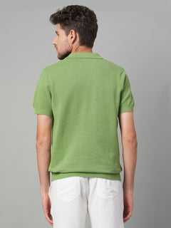 Men's 100% Cotton Solid Polo T Shirt Green