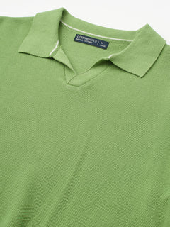 Men's 100% Cotton Solid Polo T Shirt Green