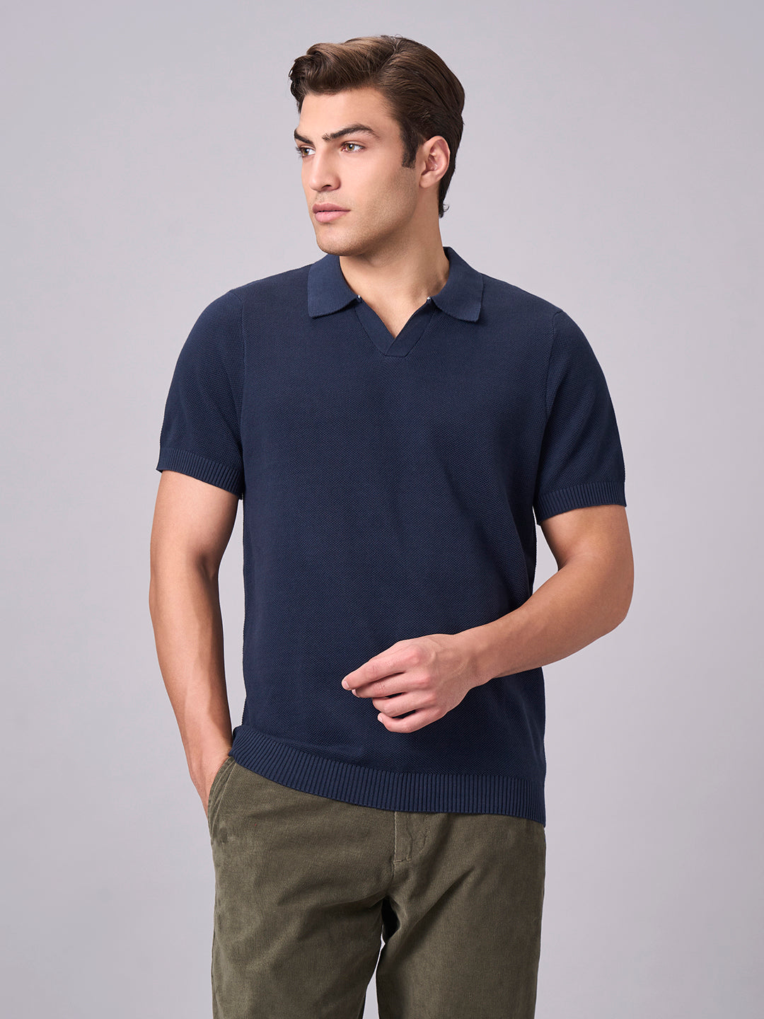Men's Navy 100% Cotton Regular Fit Tshirt