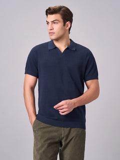 Men's 100% Cotton Solid Polo T Shirt Navy