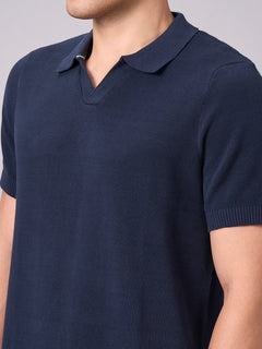 Men's 100% Cotton Solid Polo T Shirt Navy