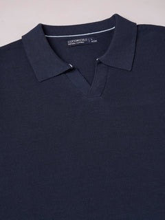 Men's 100% Cotton Solid Polo T Shirt Navy