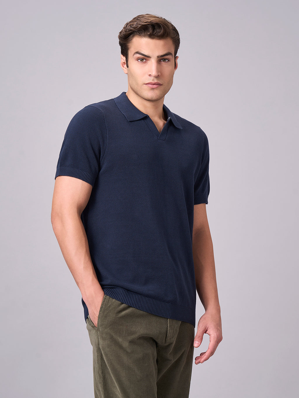 Men's Navy 100% Cotton Regular Fit Tshirt