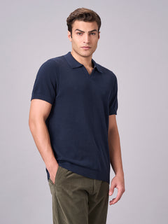Men's 100% Cotton Solid Polo T Shirt Navy