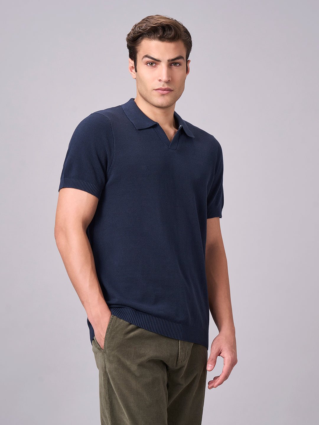 Men's Navy 100% Cotton Regular Fit Tshirt