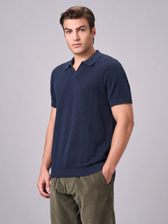Men's 100% Cotton Solid Polo T Shirt Navy