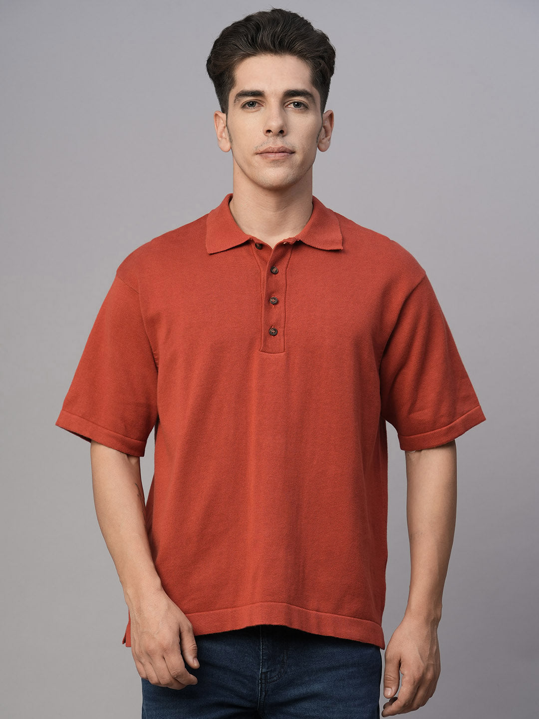 Men's Red Cotton Regular Fit Tshirt