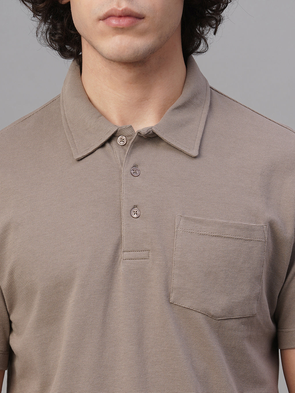 Men's Khaki 100% Cotton Regular Fit Tshirt
