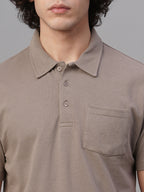 Men's Khaki 100% Cotton Regular Fit Tshirt
