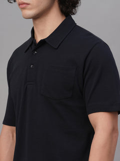 Men’s Cotton Regular Fit Polo Pocket T-Shirt Navy