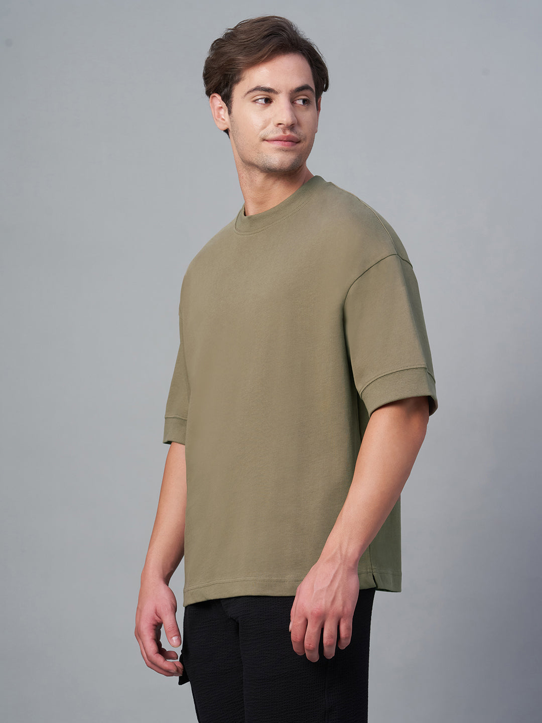 Men's Khaki 100% Cotton Relax Fit Tshirt