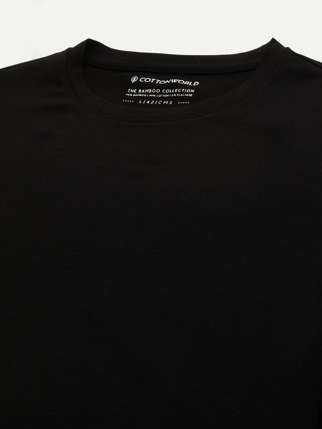Men's Black Cotton Bamboo Elastane Slim Fit Tshirt