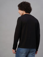 Men's Black Cotton Bamboo Elastane Slim Fit Tshirt