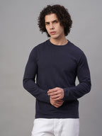Men's Navy Cotton Bamboo Elastane Slim Fit Tshirt
