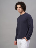 Men's Navy Cotton Bamboo Elastane Slim Fit Tshirt