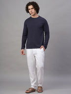 Men's Navy Cotton Bamboo Elastane Slim Fit Tshirt