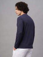 Men's Navy Cotton Bamboo Elastane Slim Fit Tshirt