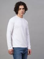 Men's White Cotton Bamboo Elastane Slim Fit Tshirt