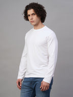 Men's White Cotton Bamboo Elastane Slim Fit Tshirt