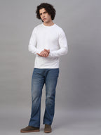 Men's White Cotton Bamboo Elastane Slim Fit Tshirt