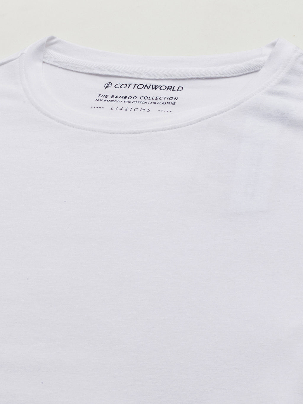 Men's White Cotton Bamboo Elastane Slim Fit Tshirt