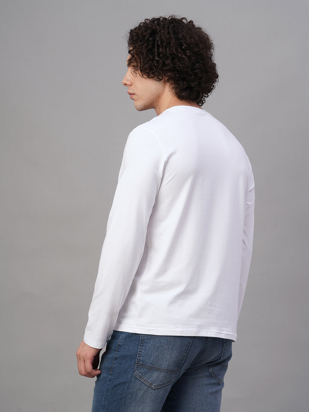 Men's White Cotton Bamboo Elastane Slim Fit Tshirt