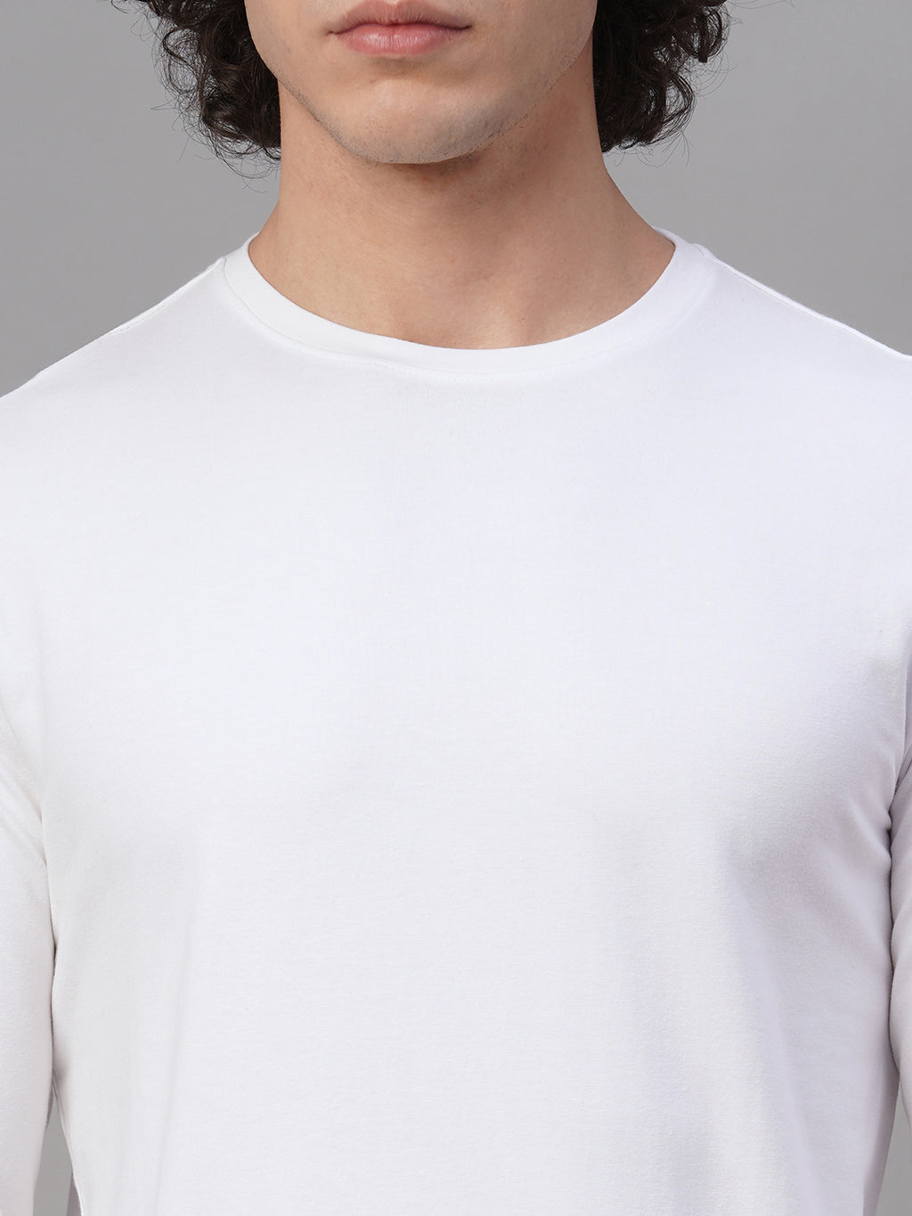 Men's White Cotton Bamboo Elastane Slim Fit Tshirt