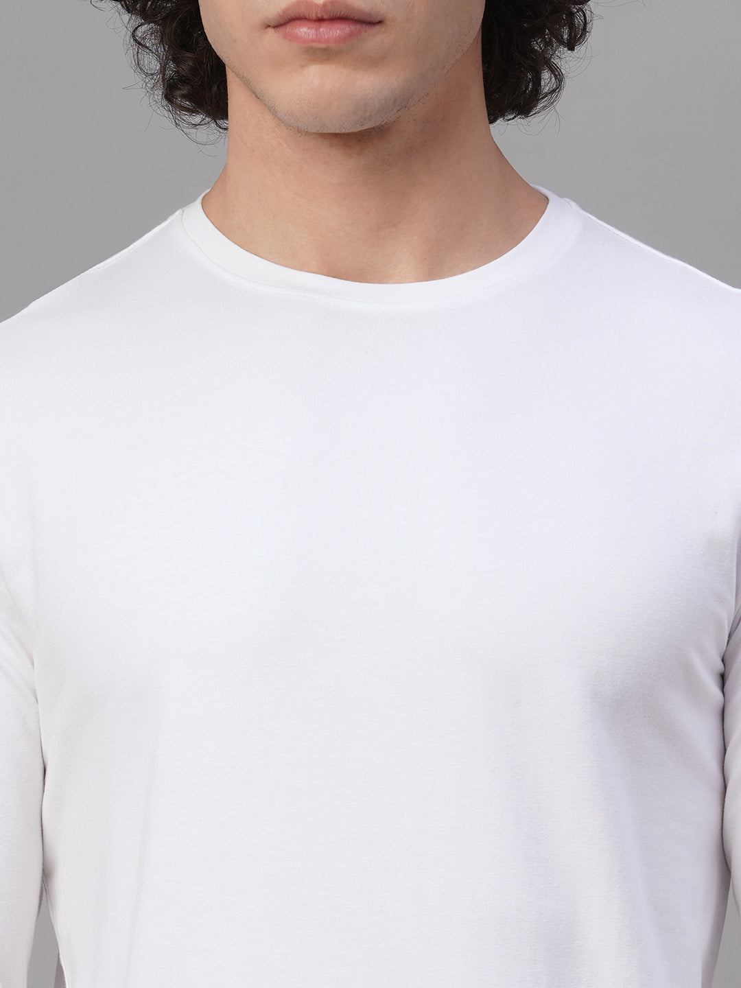 Men's White Cotton Bamboo Elastane Slim Fit Tshirt