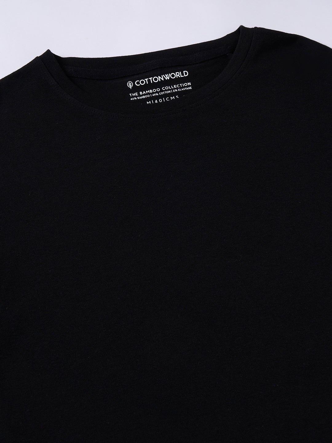 Men's Black Cotton Bamboo Elastane Regular Fit Tshirt