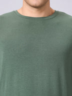 Men's Olive Cotton Bamboo Elastane Regular Fit Tshirt