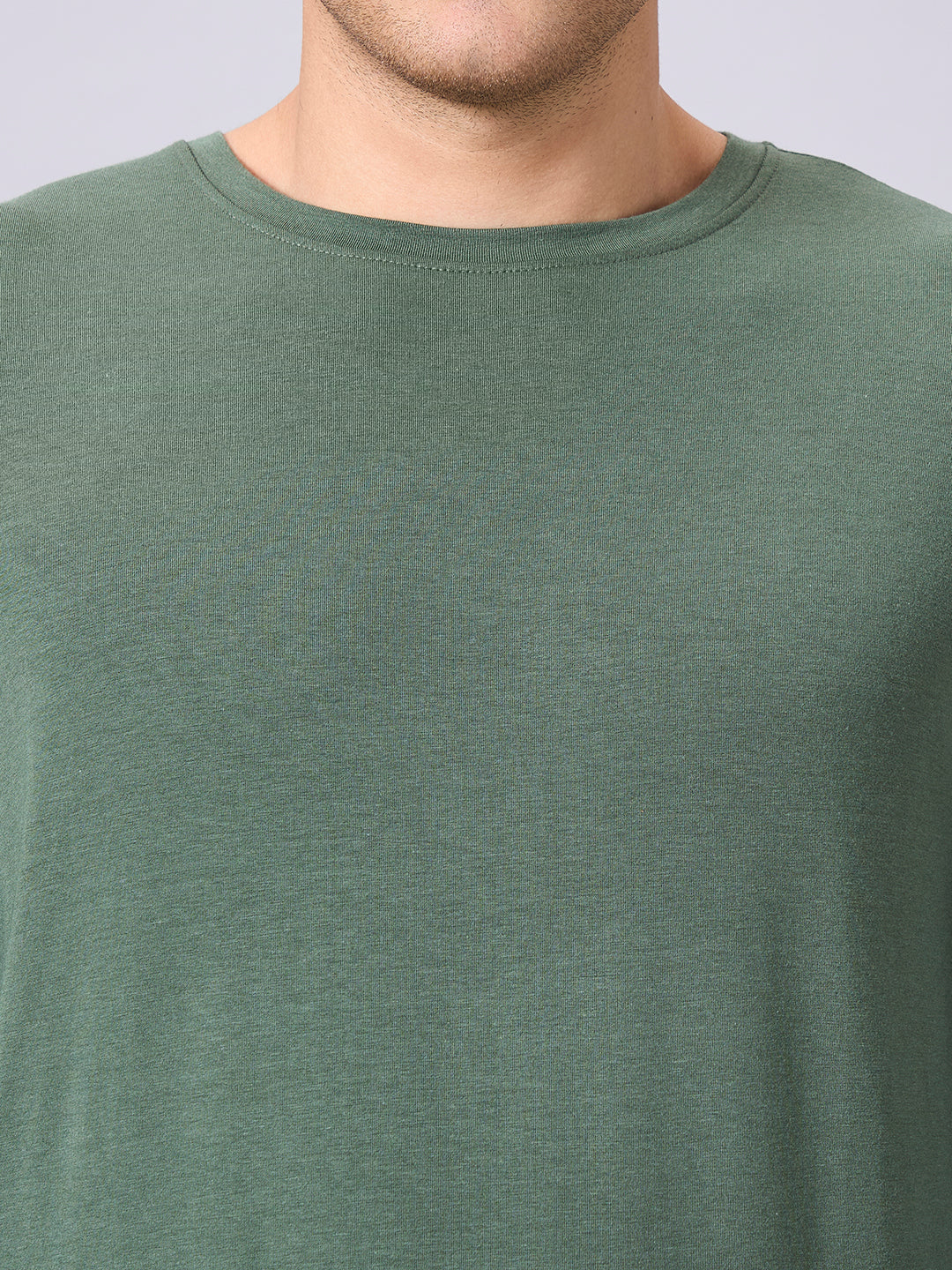 Men's Olive Cotton Bamboo Elastane Regular Fit Tshirt
