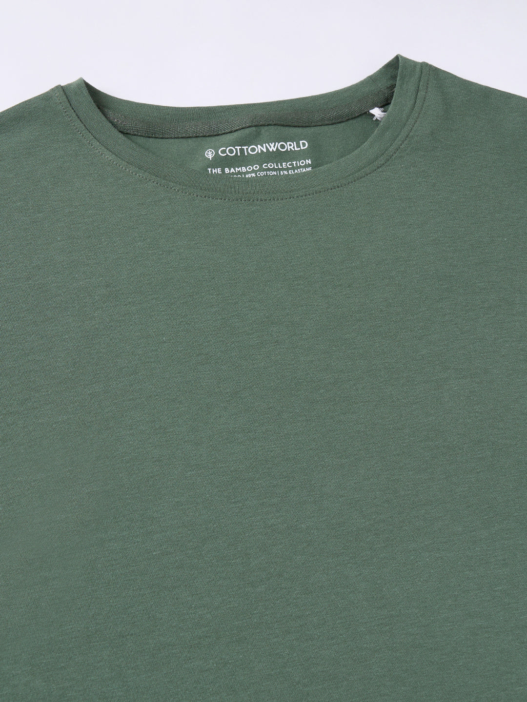 Men's Olive Cotton Bamboo Elastane Regular Fit Tshirt