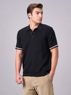 Men's Black 100% Cotton Regular Fit Tshirt