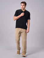 Men's Black 100% Cotton Regular Fit Tshirt