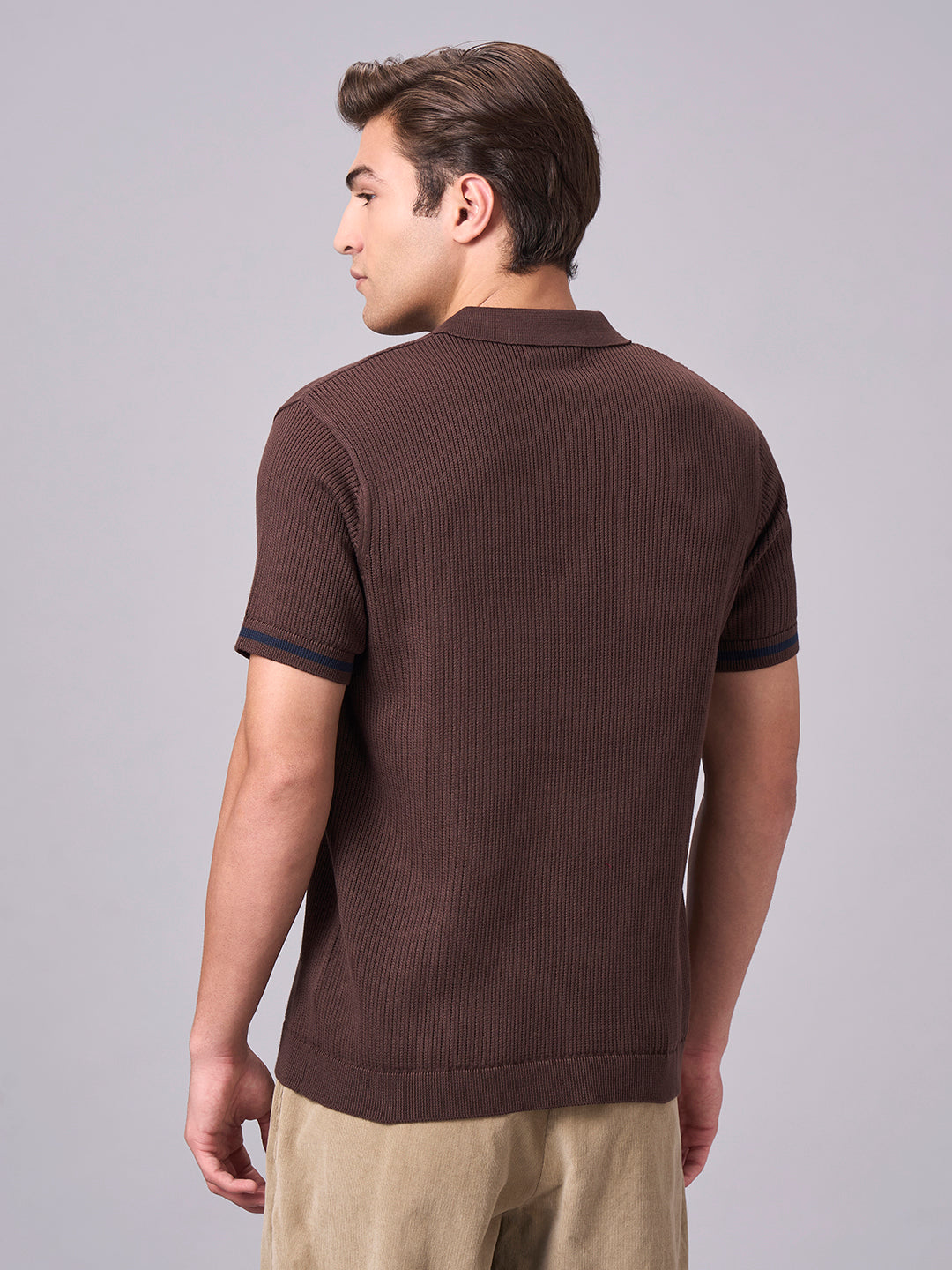 Men's Brown 100% Cotton Regular Fit Tshirt