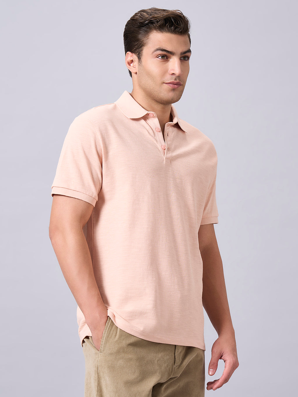 Men's Peach 100% Organic Cotton Regular Fit Tshirt