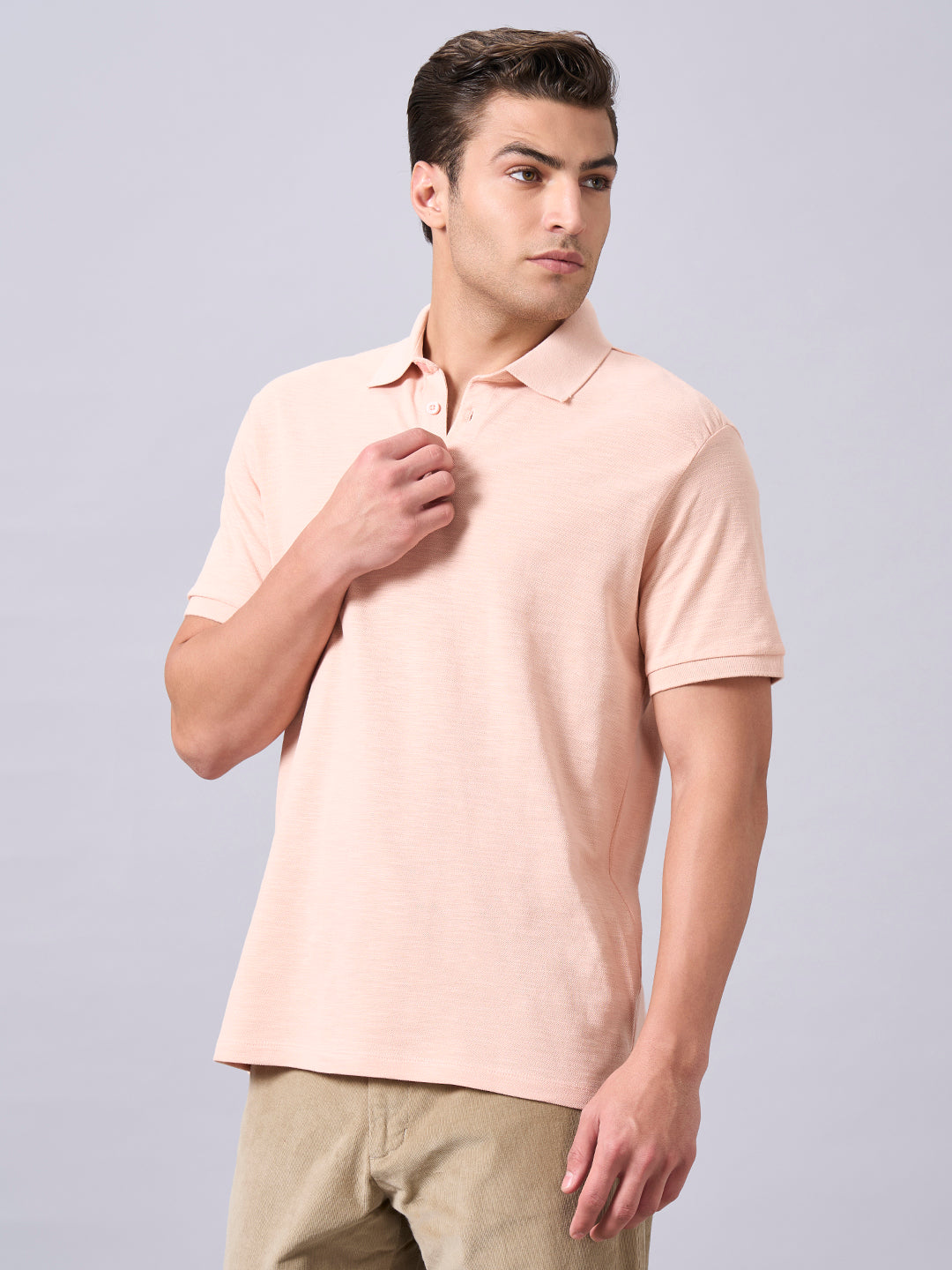 Men's Peach 100% Organic Cotton Regular Fit Tshirt