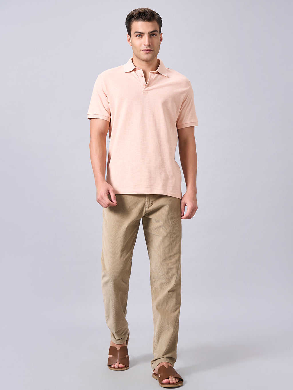 Men's Peach 100% Organic Cotton Regular Fit Tshirt
