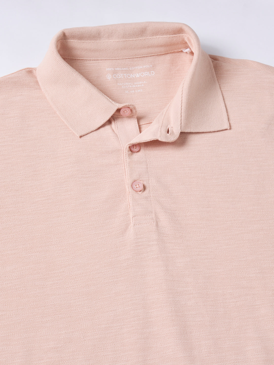 Men's Peach 100% Organic Cotton Regular Fit Tshirt