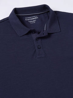 Men's 100% Organic Cotton Regular Fit Long Sleeves Polo Tshirt Navy