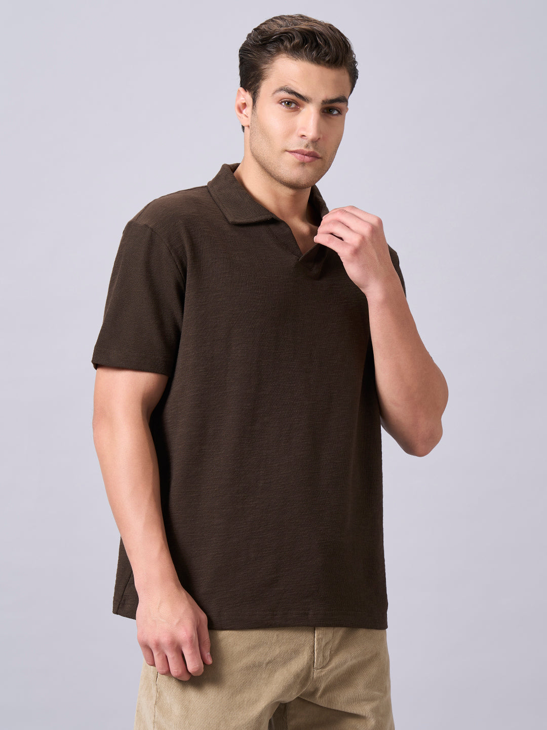 Men's Brown 100% Organic Cotton Relax Fit Tshirt