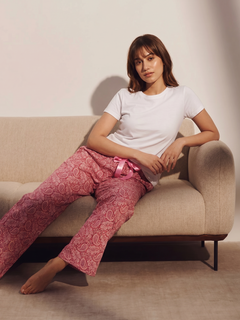 Women's Pink 100% Viscose Regular Fit Pyjama