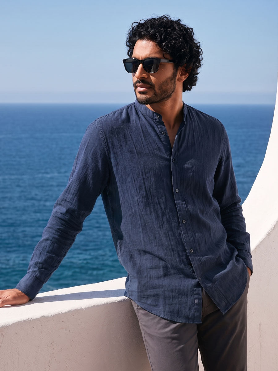 Men's Navy 100% Cotton Regular Fit Shirt