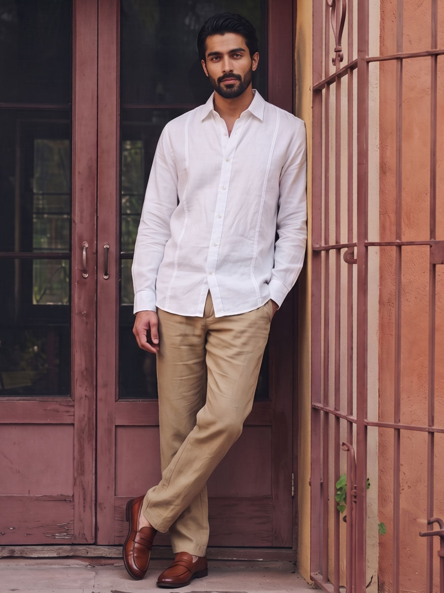 Men's Tencel Linen Regular Fit Shirt White