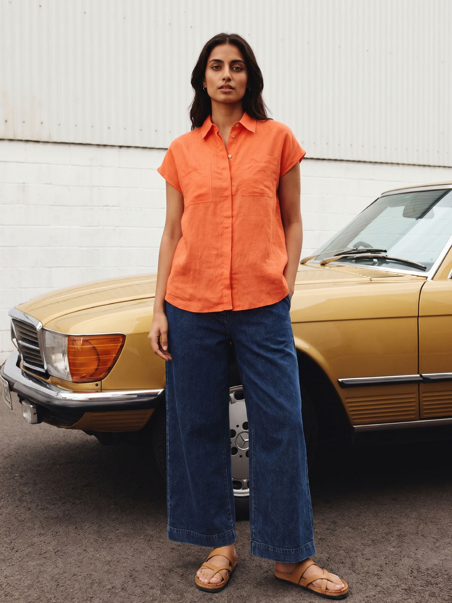 Women’s Linen Relax Fit Blouse Orange