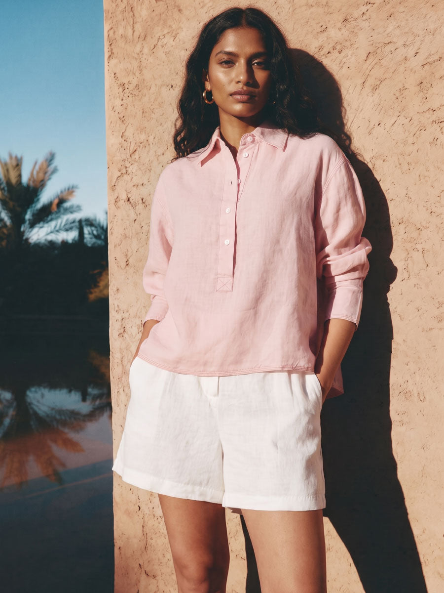 Women's Rose 100% Linen Boxy Fit Blouse