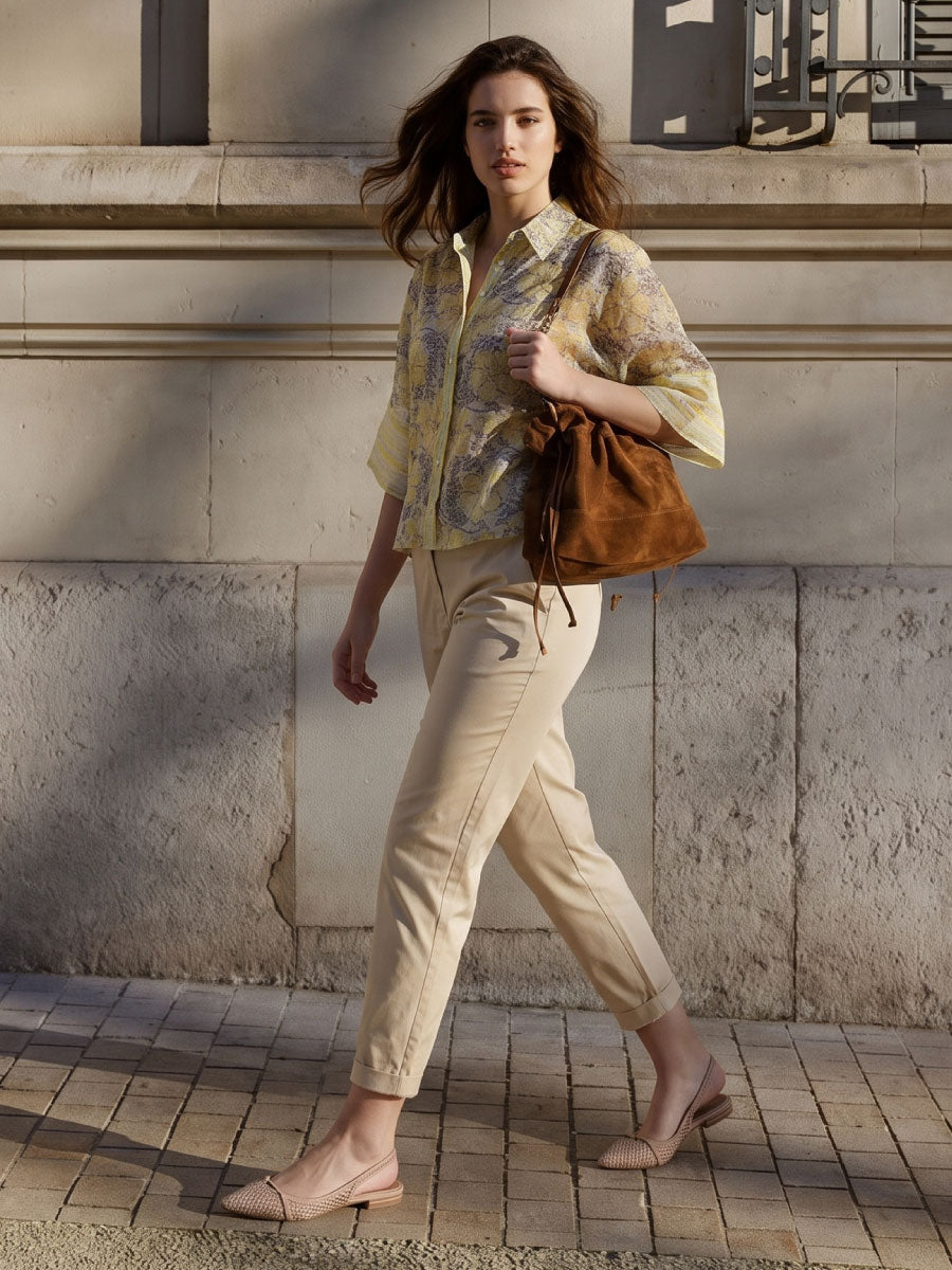 Women’s Cotton Silk Boxy Fit Blouse Yellow