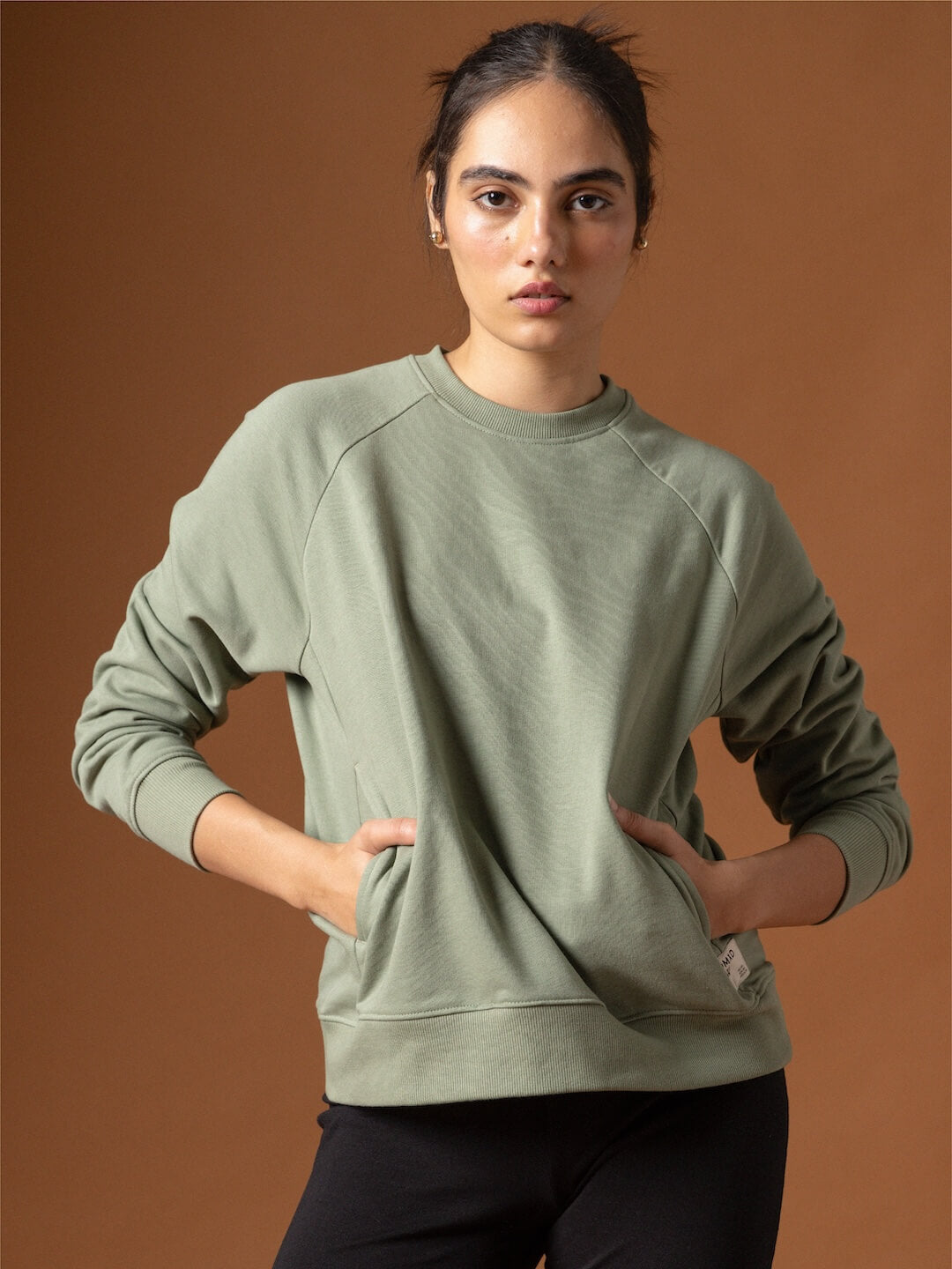 Women's Light Green Organic Cotton Regular Fit Sweatshirt